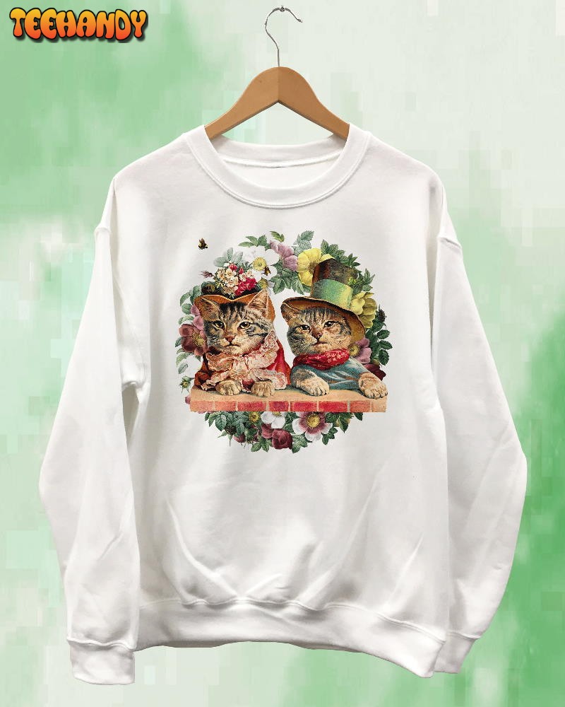 Floral Victorian Cats Unisex Sweatshirt