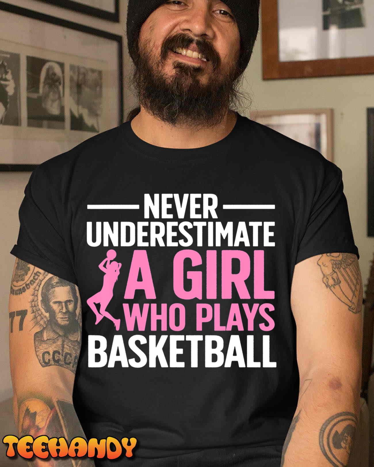 Funny Basketball Art For Girls Youth Teens Basketball Player T-Shirt