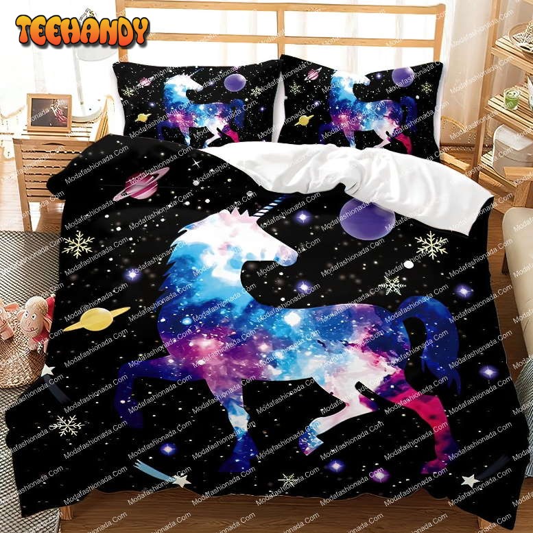 Galaxy Unicorn Black White Bedding Sets