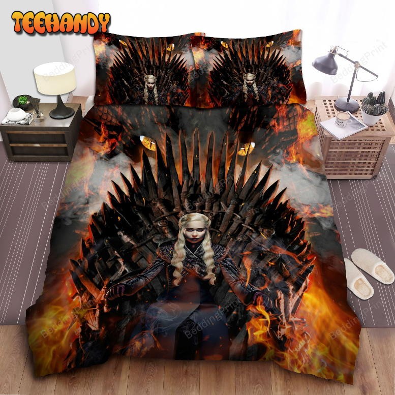 Game Of Thrones Queen Daenerys And Drogo On Flaming Iron Throne Bedding Sets