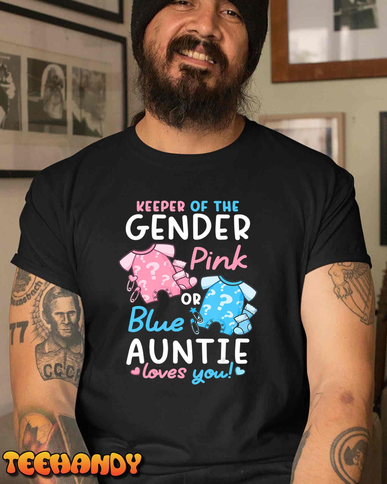 Gender Reveal Keeper of the Gender Pink or Blue Auntie T-Shirt