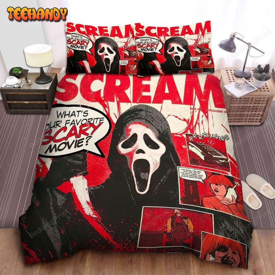 Ghostface In Scream Comic Art Style Poster Bedding Sets