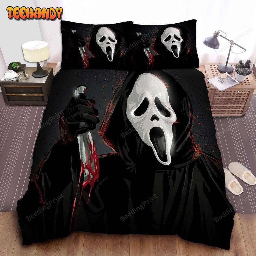 Ghostface With Bloody Knife Illustration Bedding Sets