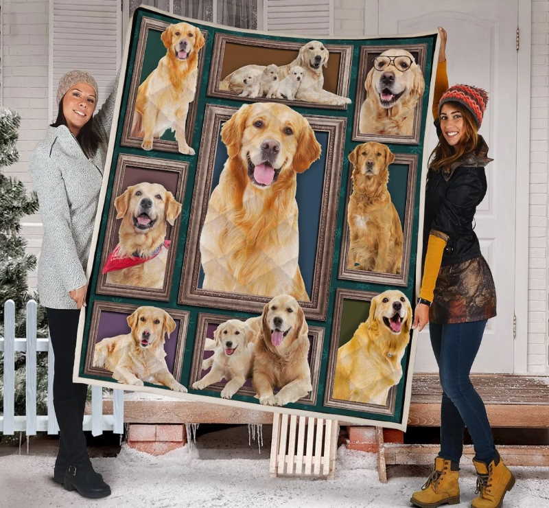 Golden Retriever Awesome Golden Retriever 3D Quilt Blanket