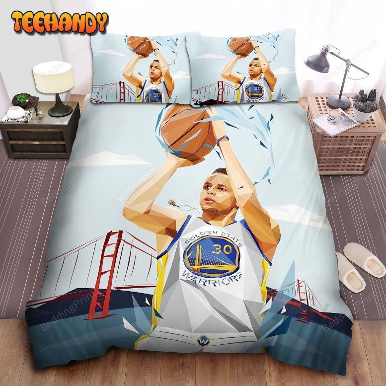 Golden State Warriors Stephen Curry 3 Point Shot Illustration Bedding Set