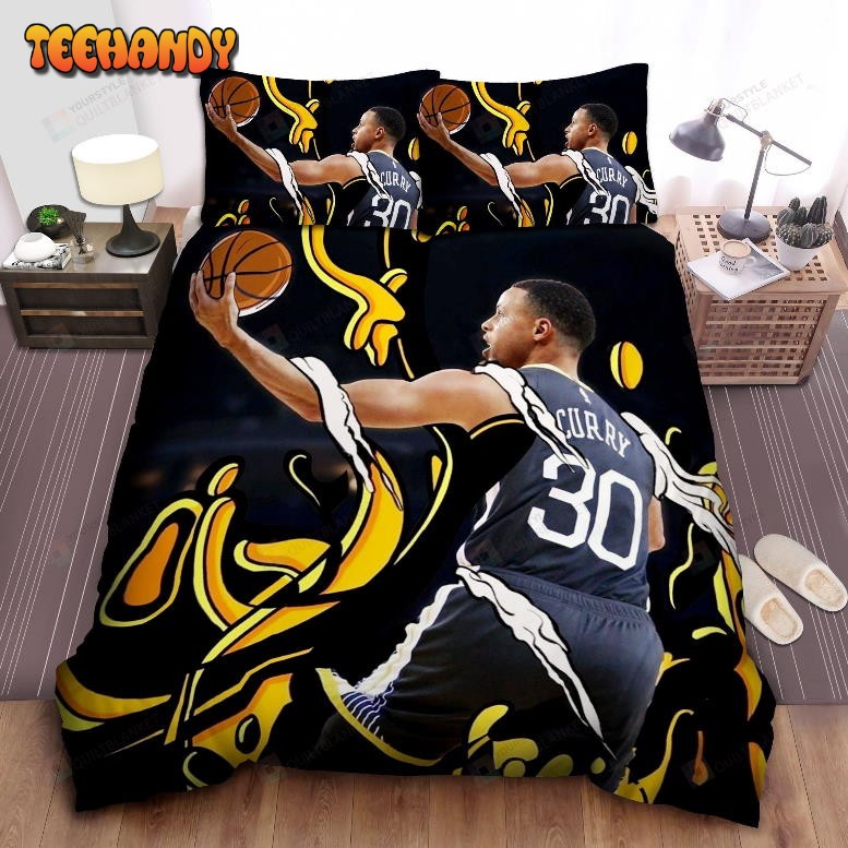 Golden State Warriors Stephen Curry Layup Illustration Bedding Set