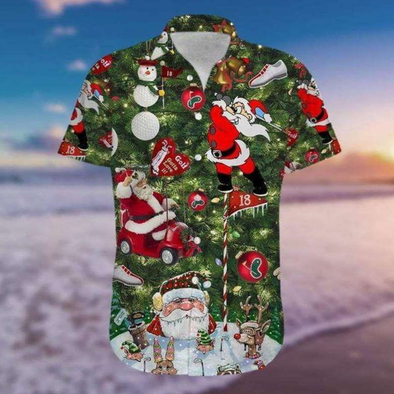 Golf Santa Christmas Hawaiian Shirt