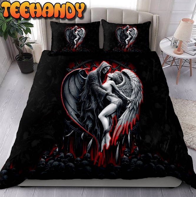 Gothic Halloween Skull And Beauty Duvet Cover Bedding Set