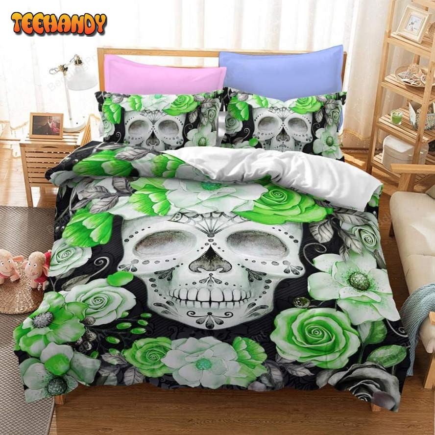 Green Flower Sugar Skull Bedding Sets