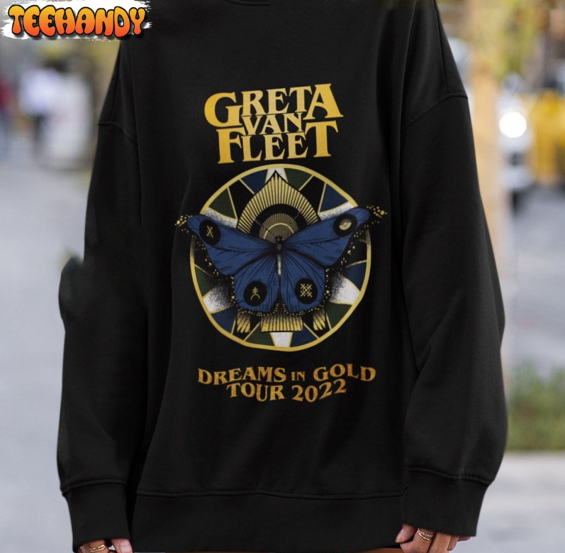 Greta Van Fleet Vintage Shirt, Dreams On Gold Tour 2022 Unisex T Shirt Hoodie