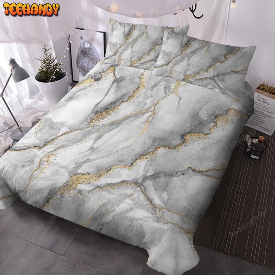 Grey Gold Marble Bedding Sets