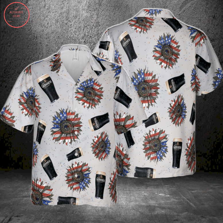 Guinness Sunflowered 4th Of July Hawaiian Shirt