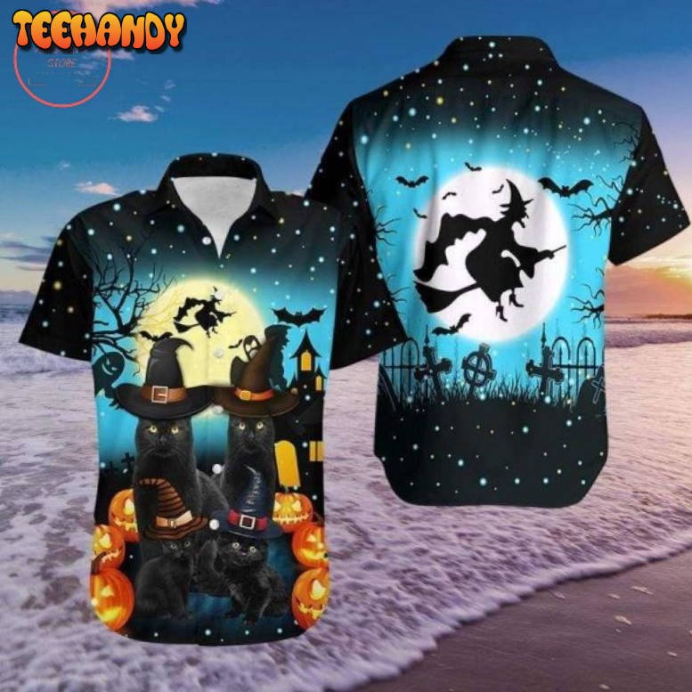 Halloween Black Cat Hawaiian Shirt