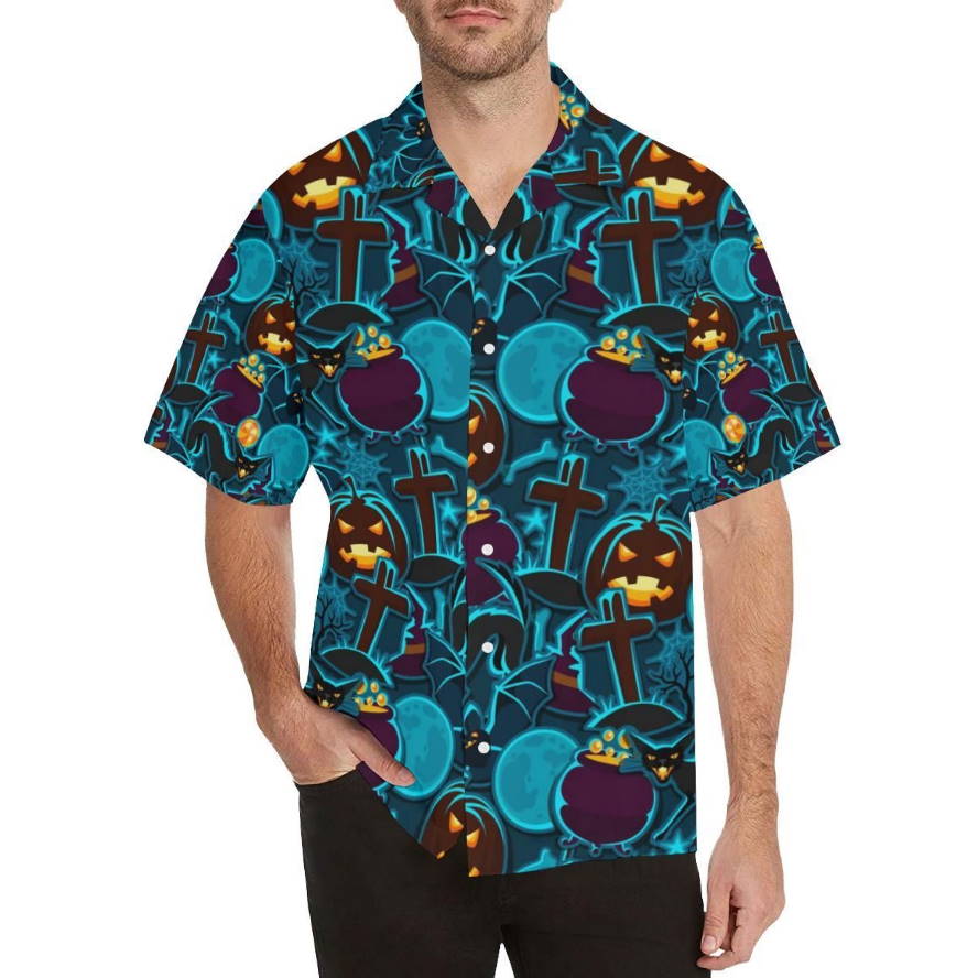 Halloween Pumpkin Cat Hawaiian Shirt