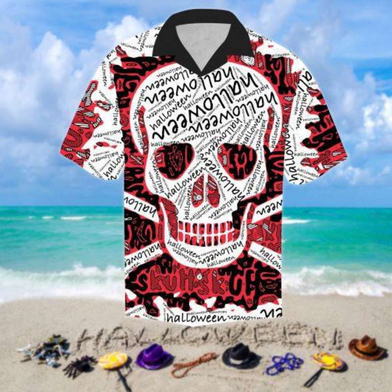 Halloween Red Skull Hawaiian Shirt