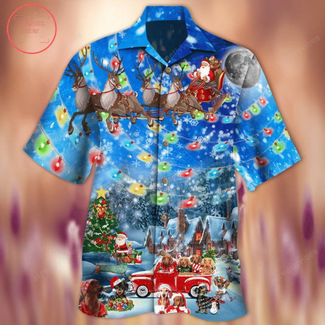 Happy Dachshunds Christmas Hawaiian Shirt