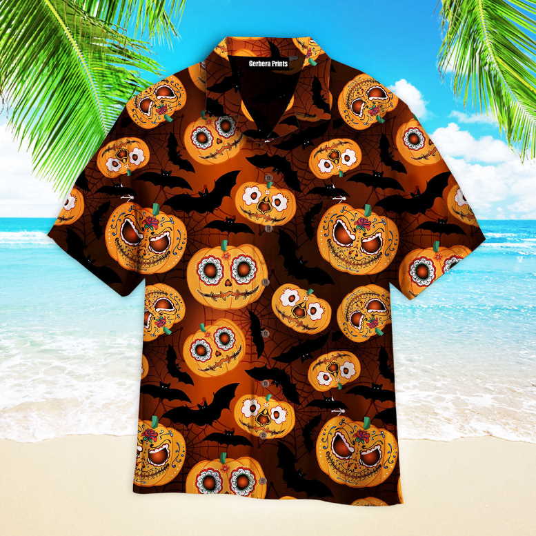 Happy Halloween Pumkins Pattern Aloha Hawaiian Shirt