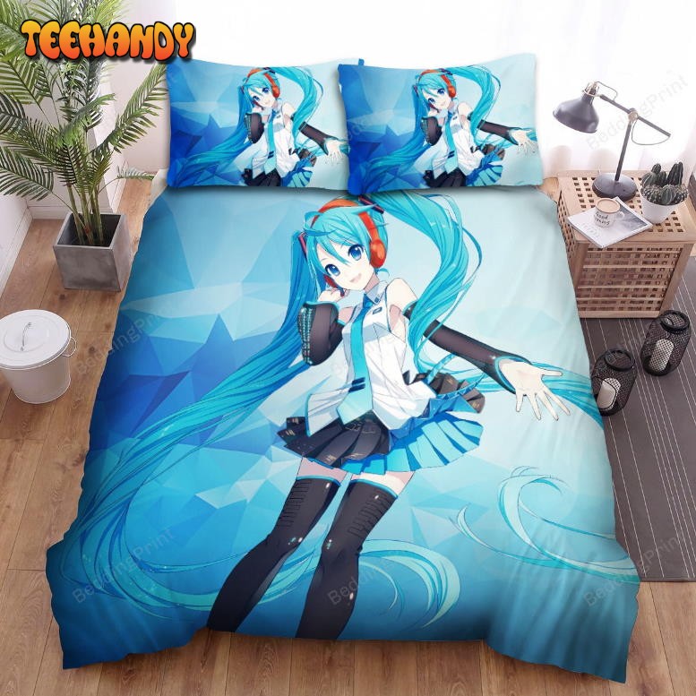 Hatsune Miku With Blue Background Bedding Set