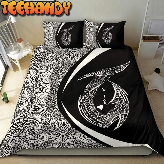 Hawaii Fish Hook Polynesian Circle Style White Duvet Cover Bedding Set