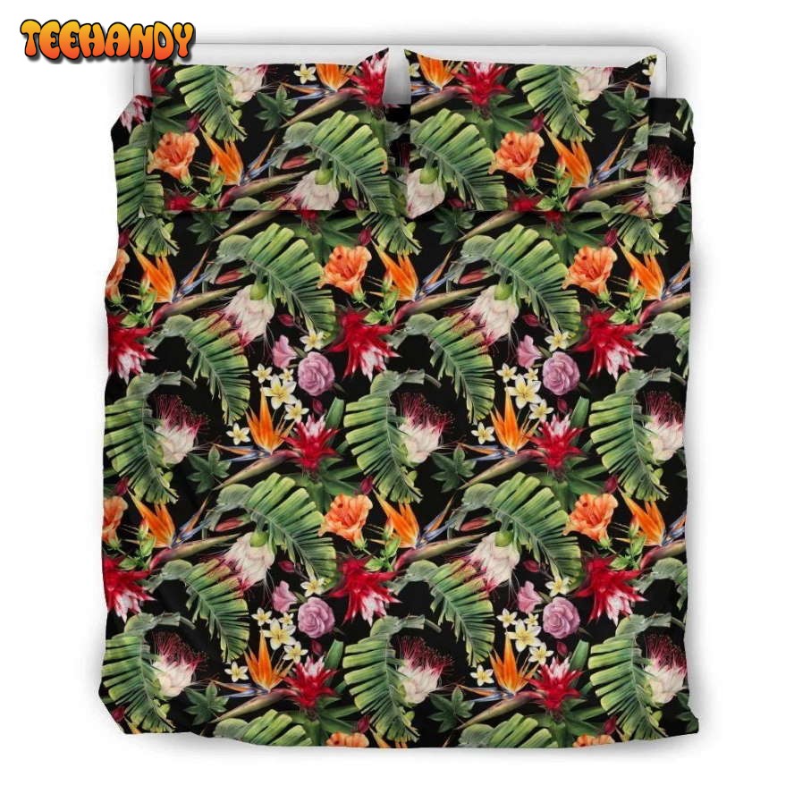 Hawaii Tropical Flowers Watercolor Pattern Bedding Set