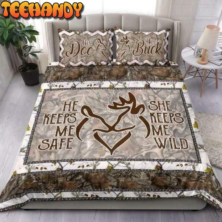 His Doe Her Buck He Keeps Me Safe Bedding Set