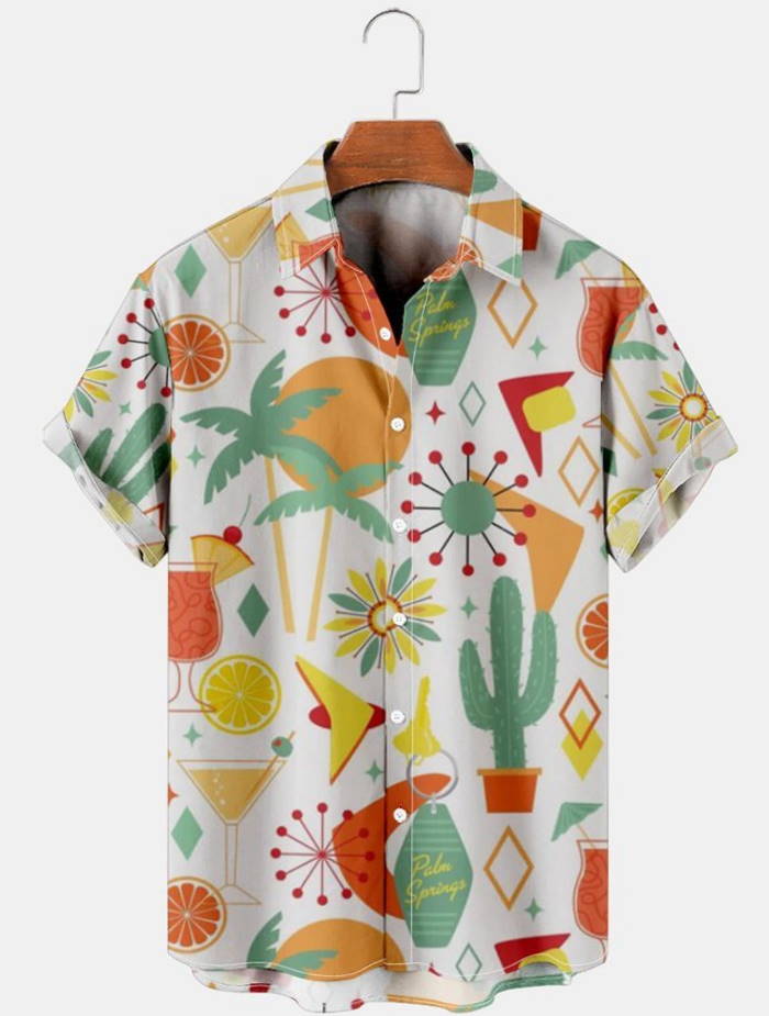 Holiday Geometric Coconut Tree Hawaiian Shirt