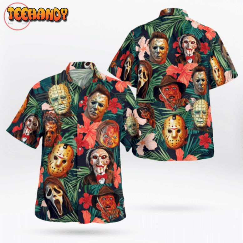 Horror Characters Short Sleeve Button Hawaiian Shirt