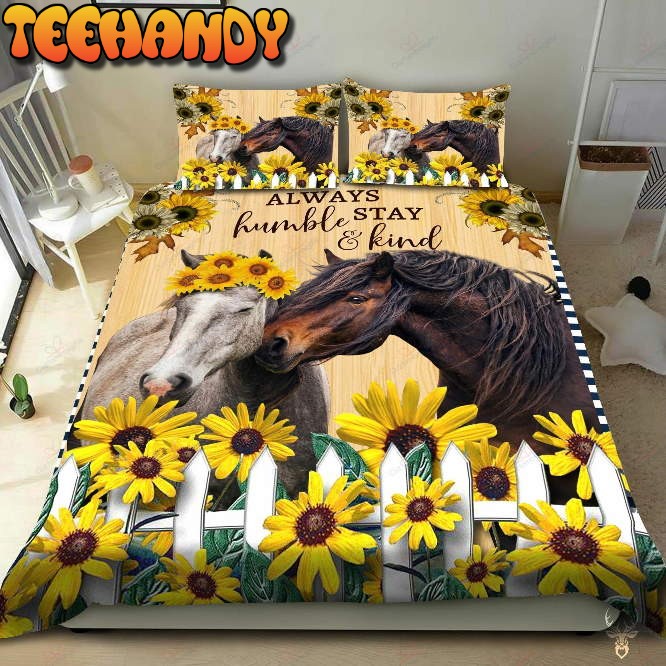 Horse Couple And Sunflower Printed Bedding Set