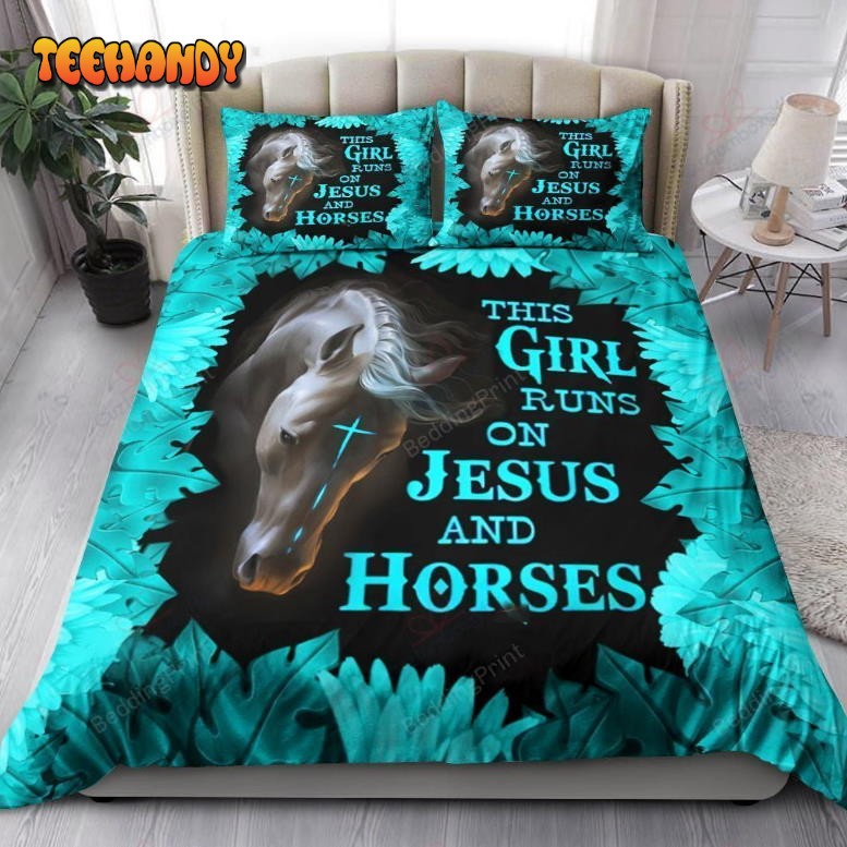 Horse This Girl Runs On Jesus And Horses Duvet Cover Bedding Set