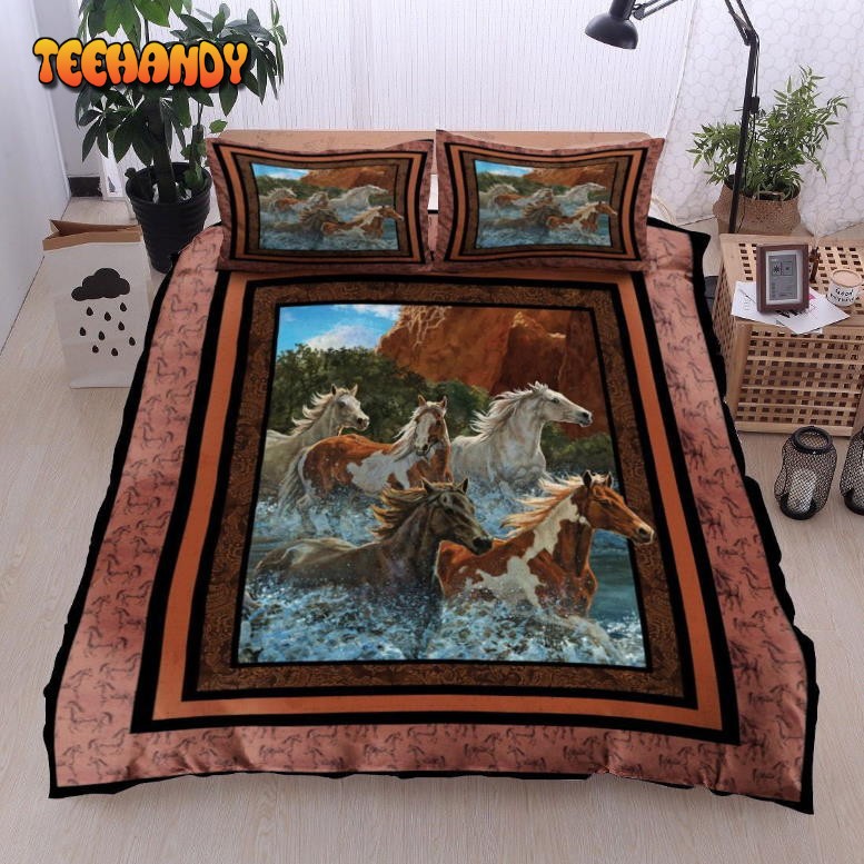 Horses Vintage Bed Sheets Duvet Cover Bedding Set