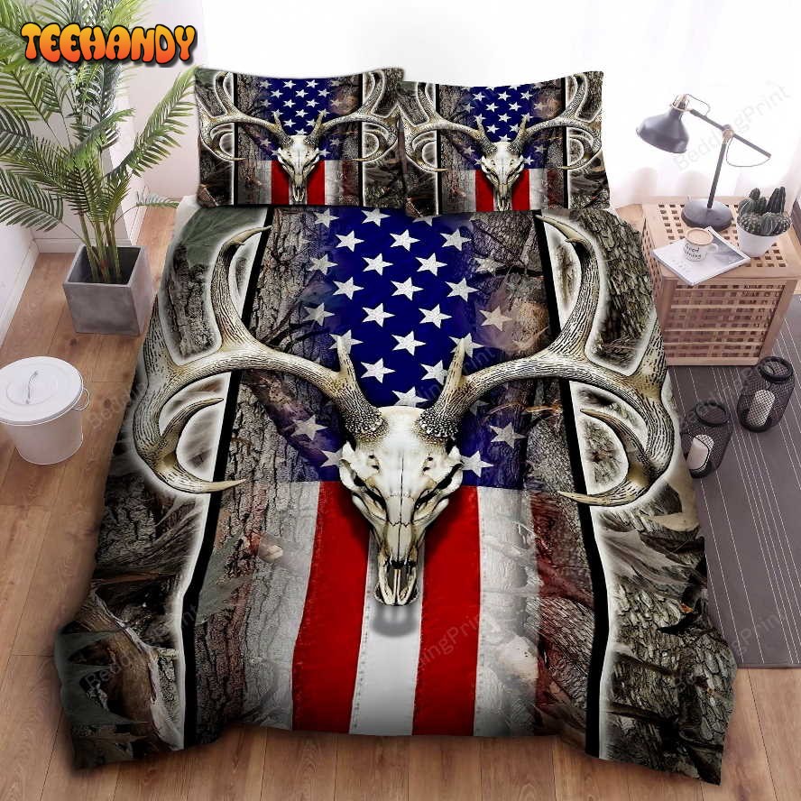 Hunting Deer American Flag Bedding Sets