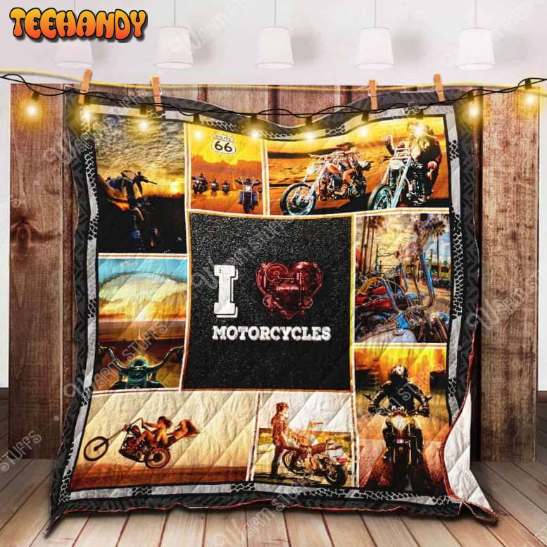 I Love Motorcycles 3D Customized Quilt Blanket