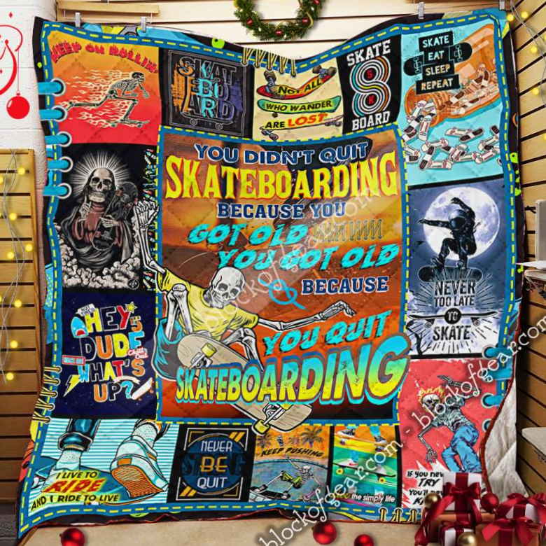 I Love Skateboarding 3D Quilt Blanket