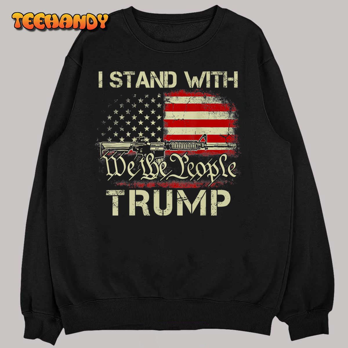 I Stand With Trump American Flag Men Woman USA Vintage T-Shirt