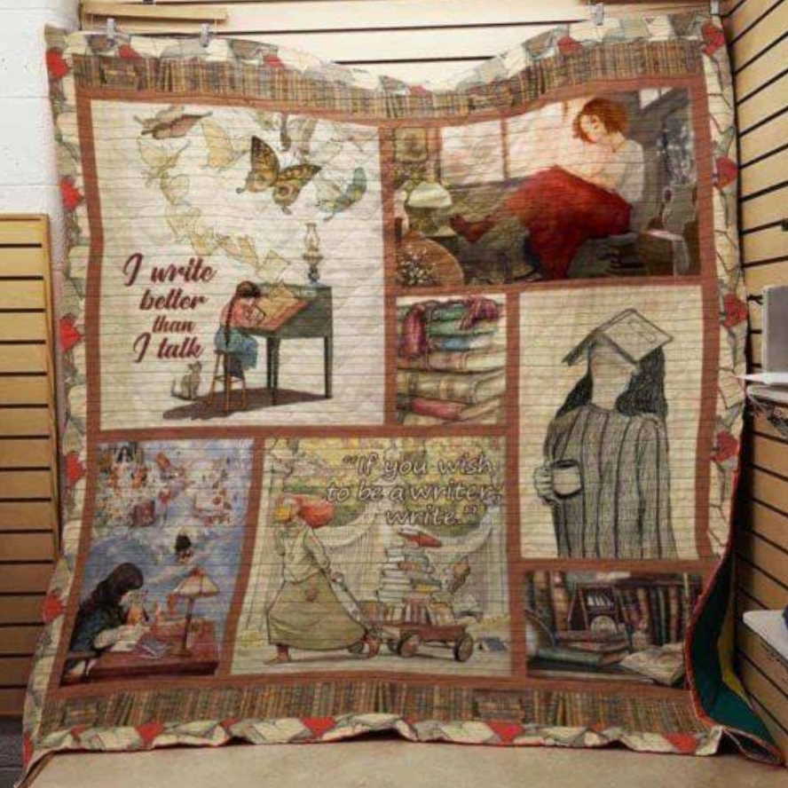 I Write Better Thantalk 3D Customized Quilt Blanket