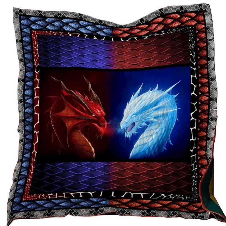 Ice Fire Dragon Washable 3D Customized Quilt Blanket