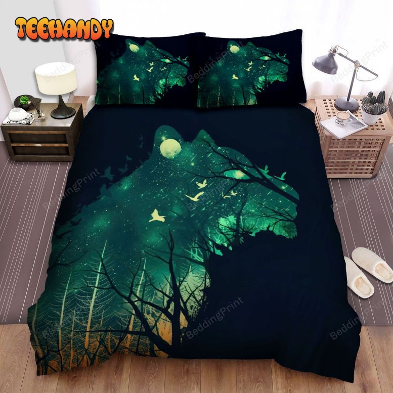 Illusion Negative Space Space Tiger Bedding Set