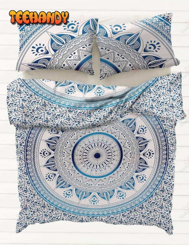 Indian Mandala Blue Flower Bedding Set