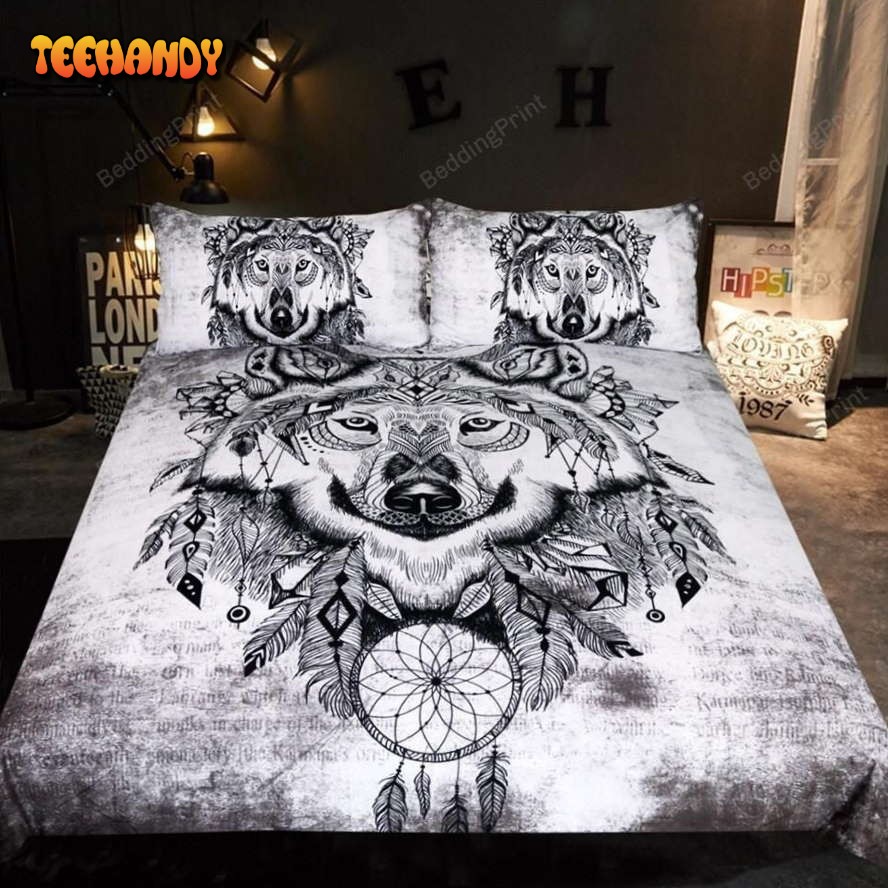 Indian Tribal Wolf Dreamcatcher Duvet Cover Bedding Set