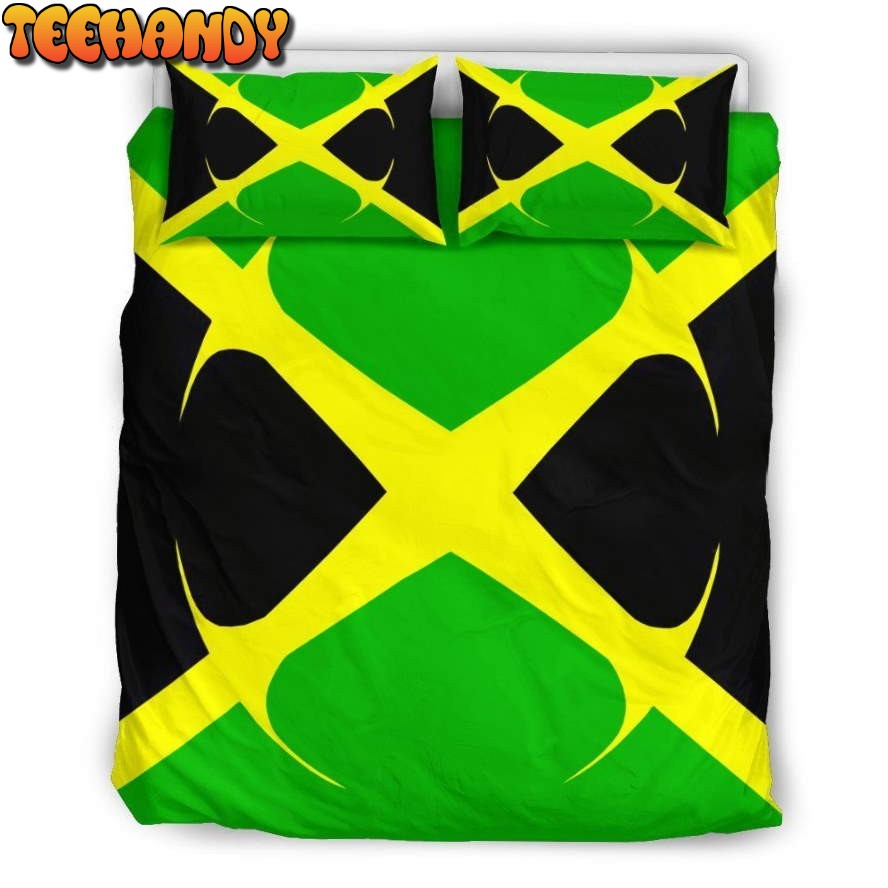 Jamaica Flag Green Yellow And Black Bedding Set
