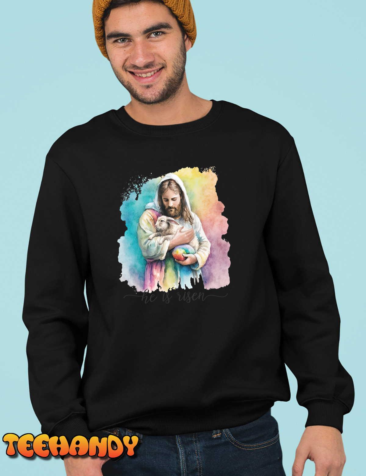 Jesus and The Easter Bunny – He is Risen Christian T-Shirt