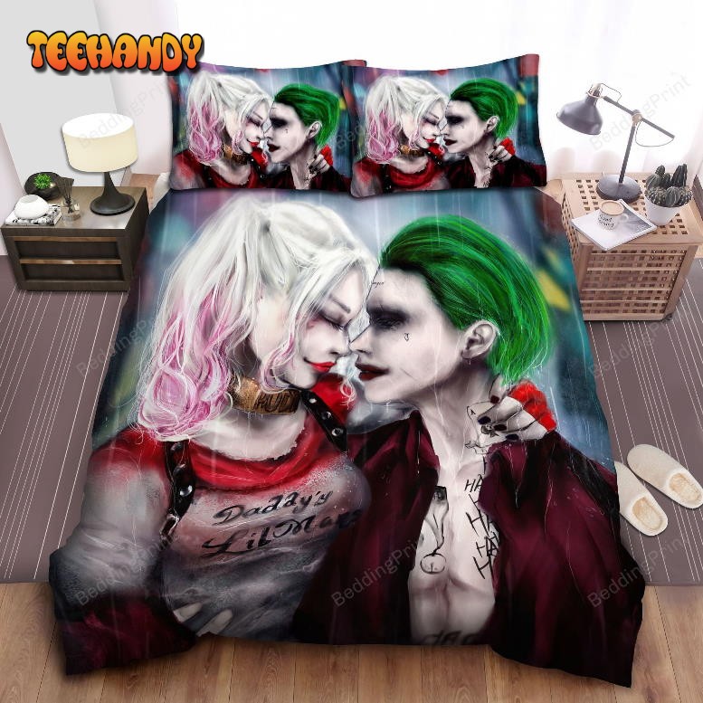 Joker And Harley Quinn Rain Bed Sheets Duvet Cover Bedding Set