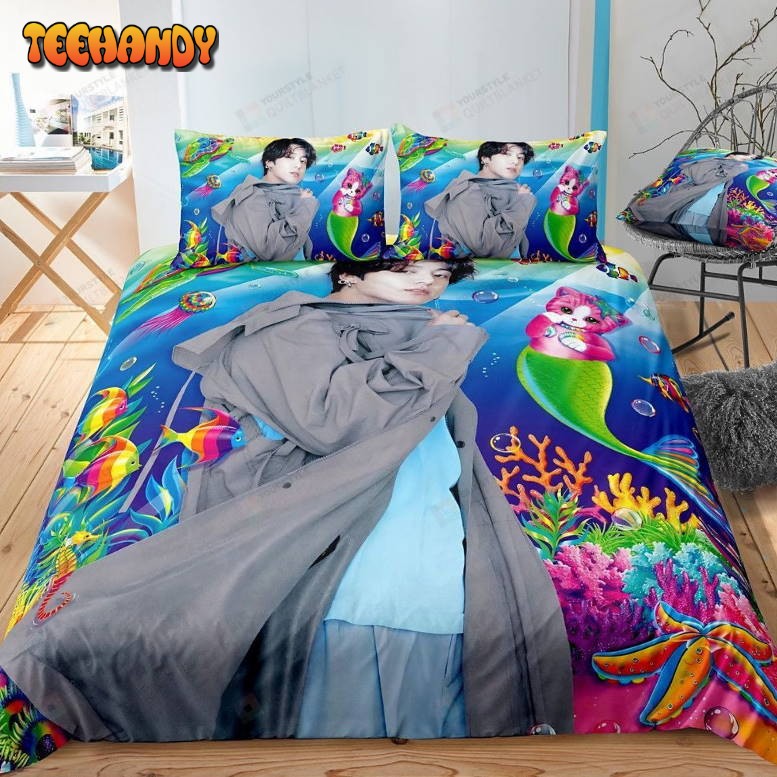 Jungkook BTS Kpop Boygroup With Ocean Background Bedding Set