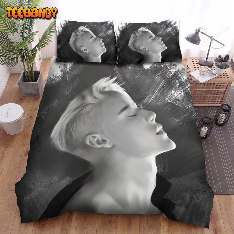 Justin Bieber Black And White Portrait Painting Bedding Set