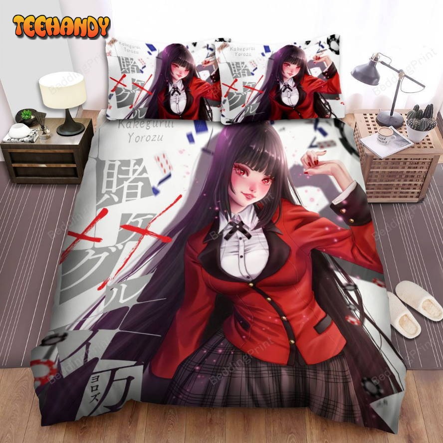 Kakegurui Yumeko With The Cards Art Duvet Cover Bedding Set