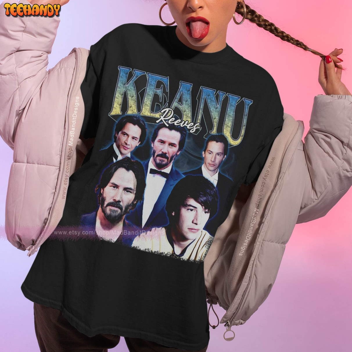 Keanu Reeves Cool Retro Rock Poster 70s 80s 90s Style Shirt