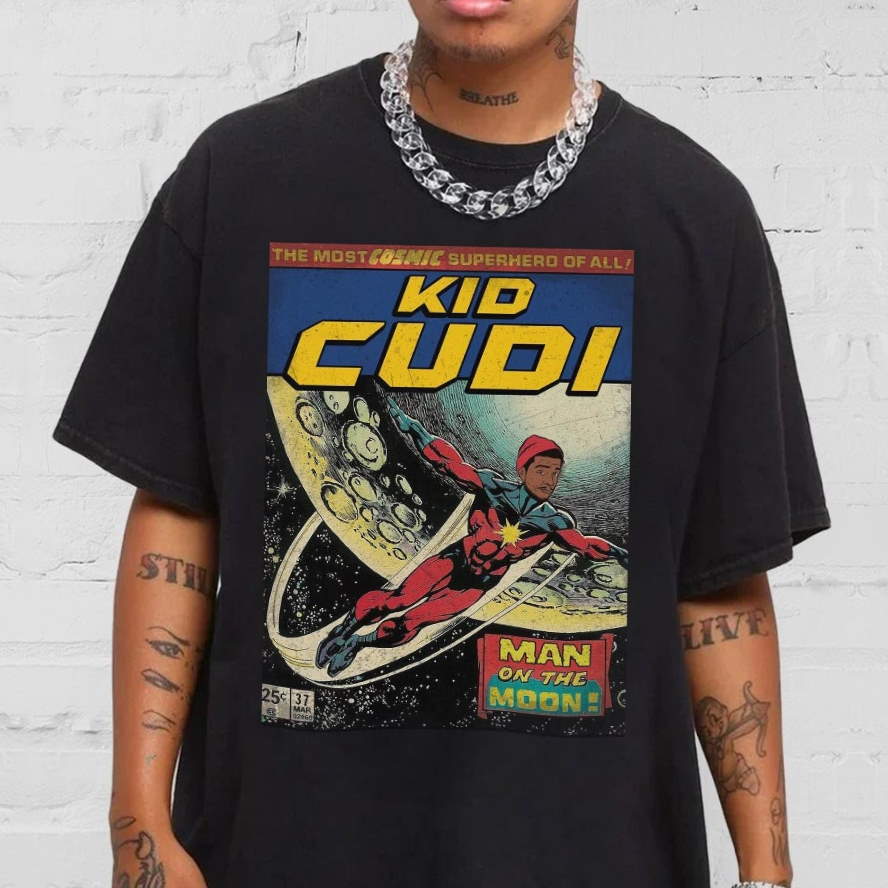 Kid Cudi Comic Art Book Retro Vintage 90s Hip Hop Sweatshirt