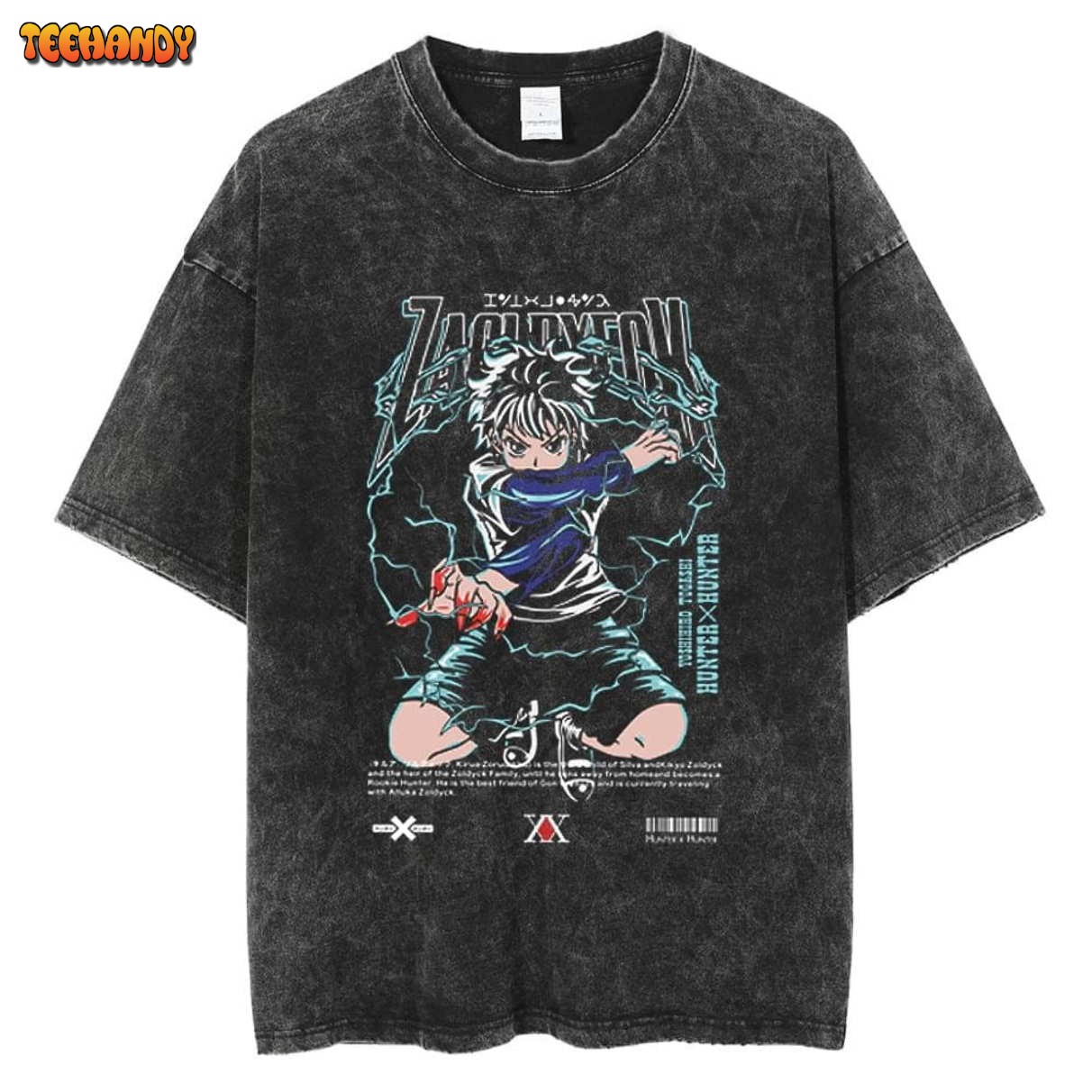 Killua Hunter x Hunter 90s Vintage Anime Washed Anime Manga T-Shirt