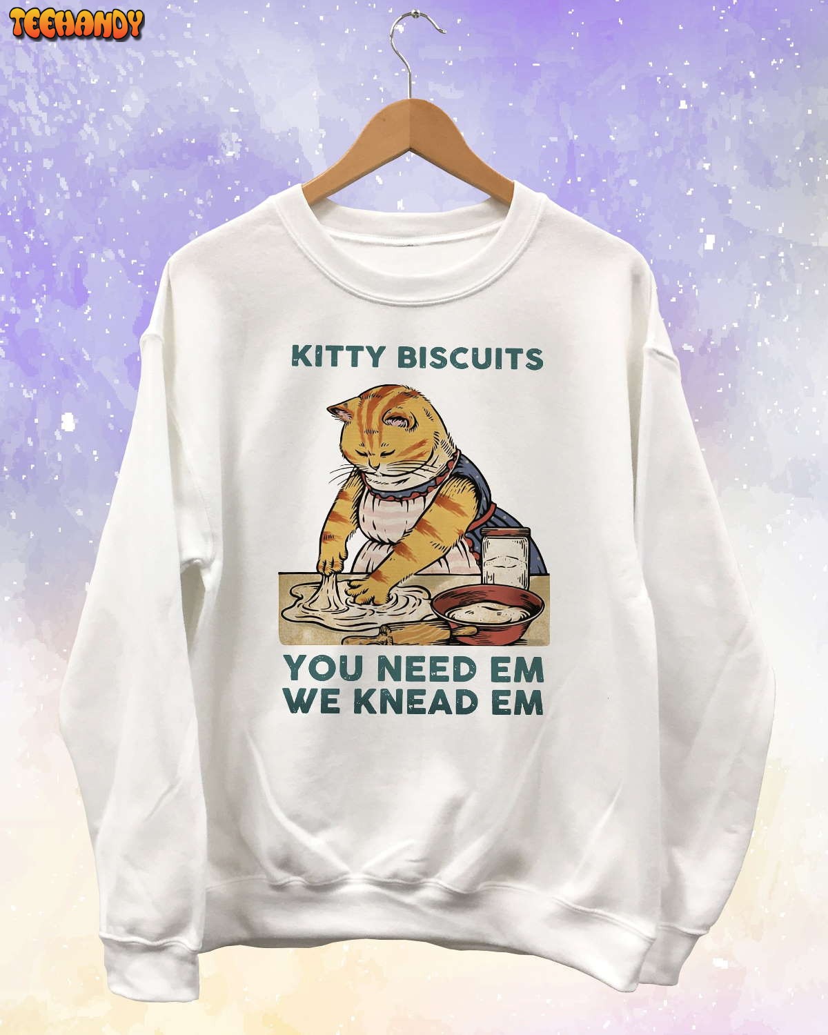 Kitty Biscuits Cat Making Biscuits Vintage Art Sweatshirt