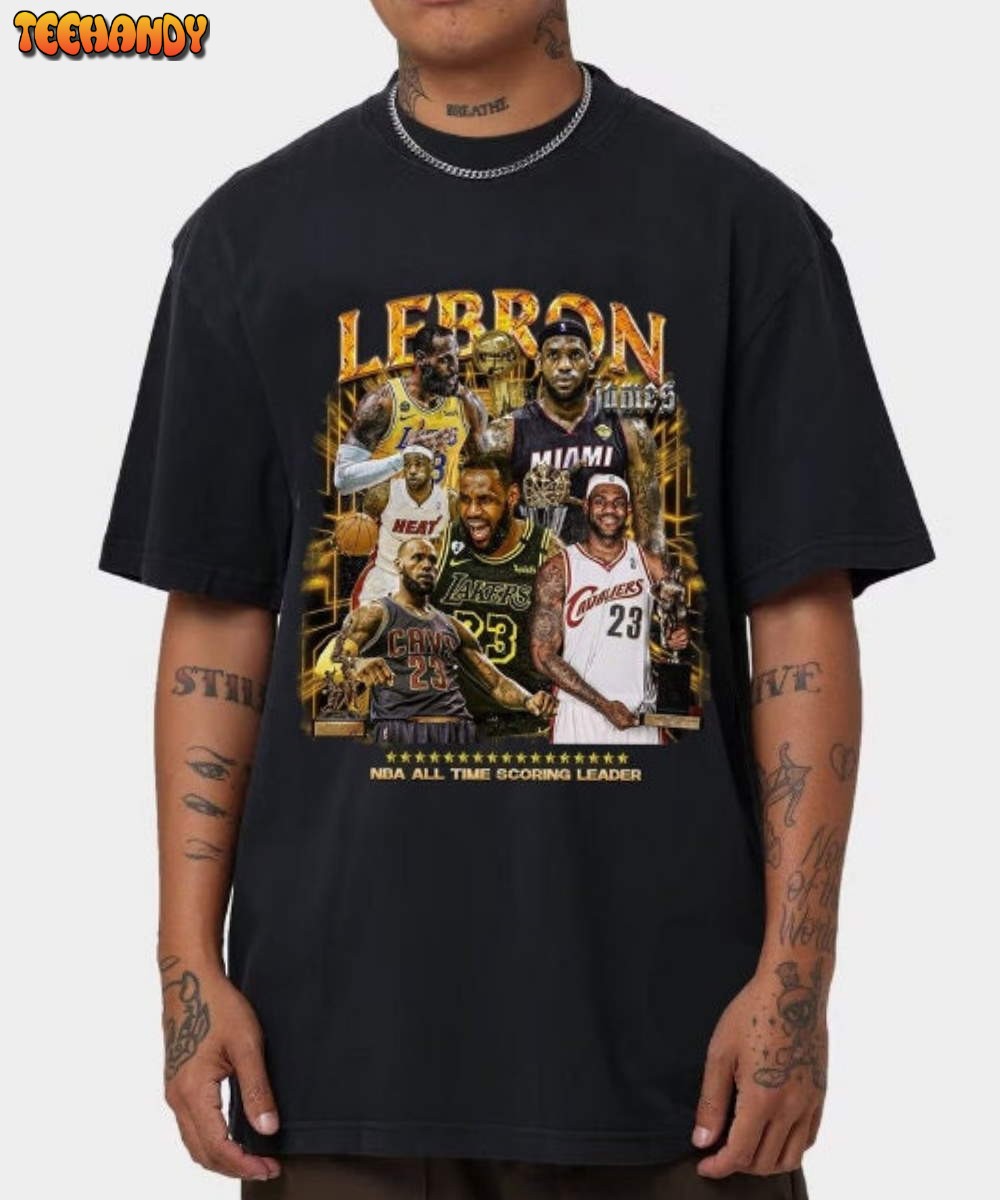 LeBron James Vintage 90s Bootleg Classic Graphic LA Lakers Basketball Bootleg Rap Shirt